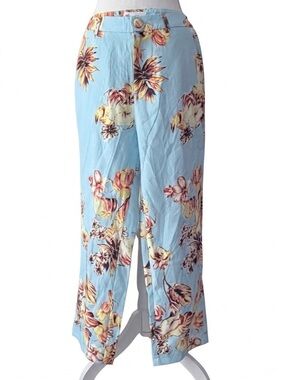 L'ATISTE Light Blue Floral Wide-Leg Pants